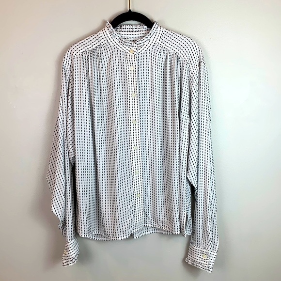 LOFT Striped Ruffle Trim Shirt NWT - Picture 7 of 9